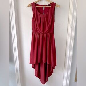 Red High Low Dress by Doe & Rae